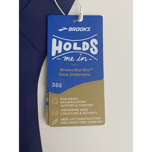 Brooks 36E Dare Underwire Run Sports Bra Navy Chafe Free Encapsulation - Picture 8 of 10